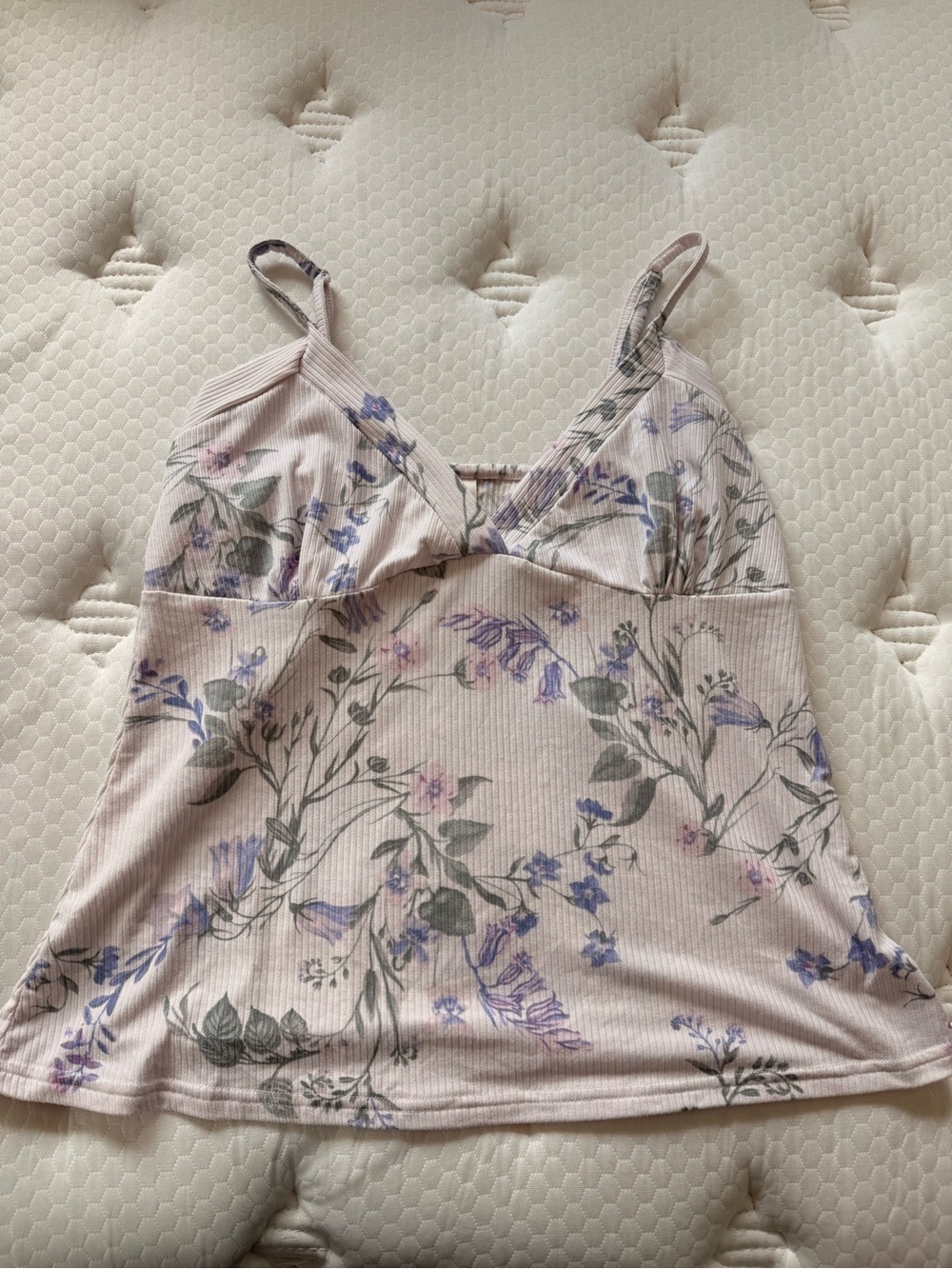 Laura Ashley Ribbed Floral Cami in Pale Pink and Lavender